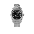Datejust 126300 Smooth Bezel Watch 41mm Black Diamond Dial