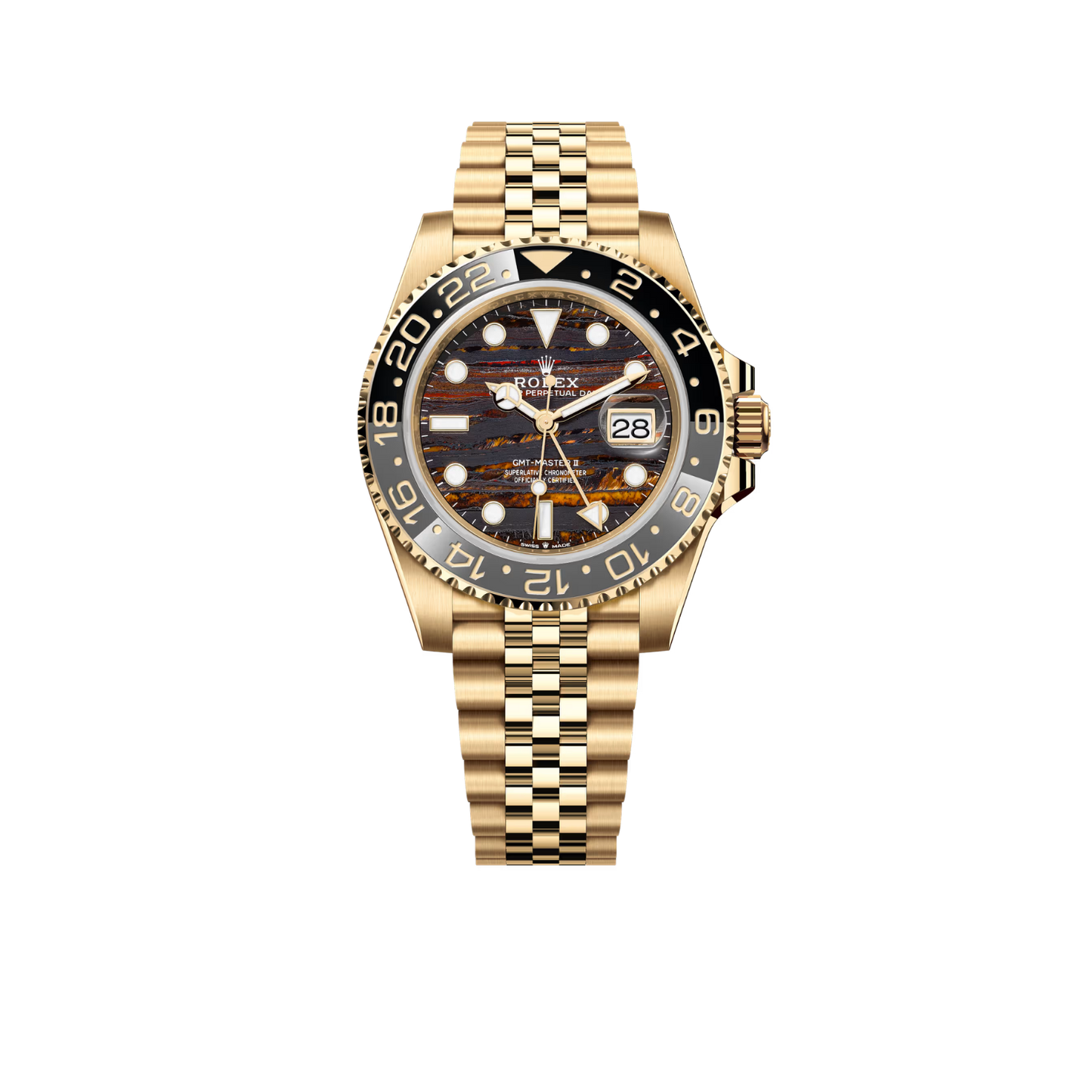 GMT-Master II 40mm Yellow Gold Tiger Iron Dial Jubilee 126718GRNR