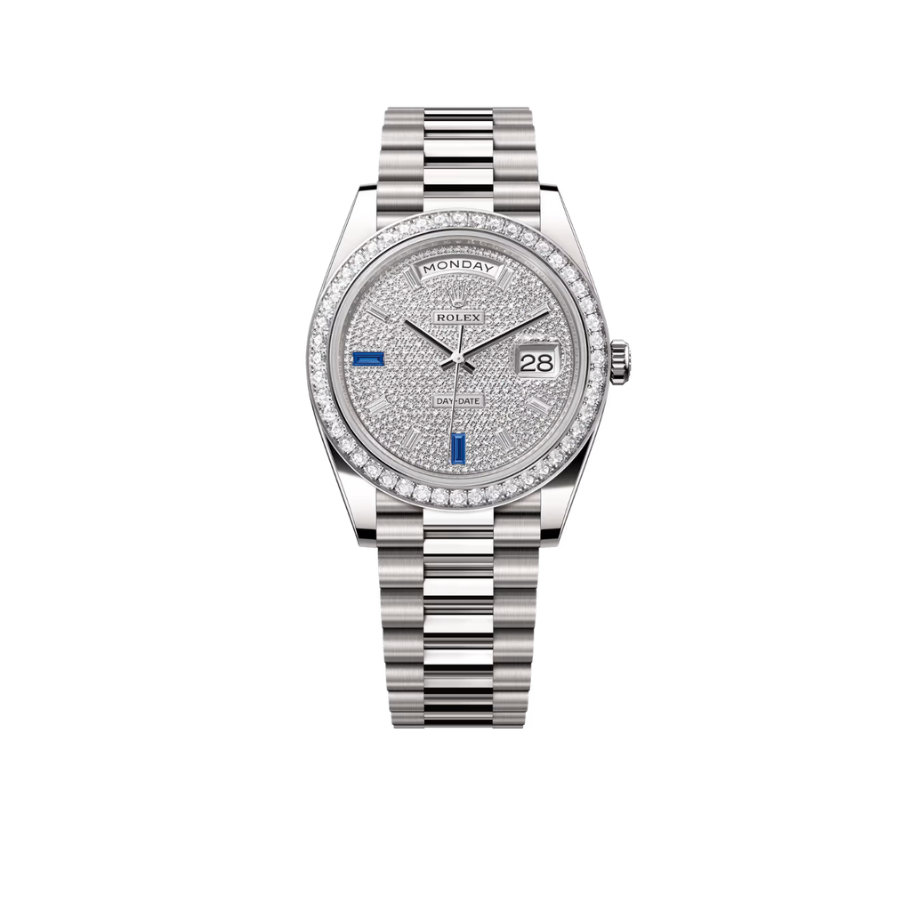 Day-Date 40 President White Gold Diamond Paved Dial with Sapphires 228349RBR