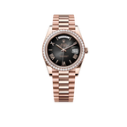 Day-Date 40 228345 Rose Gold Black Dial Diamond Bezel