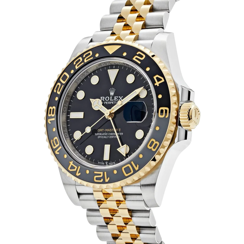 GMT-Master II  40mm Stainless Steel Yellow Gold Black Dial Jubilee 126713GRNR-0001