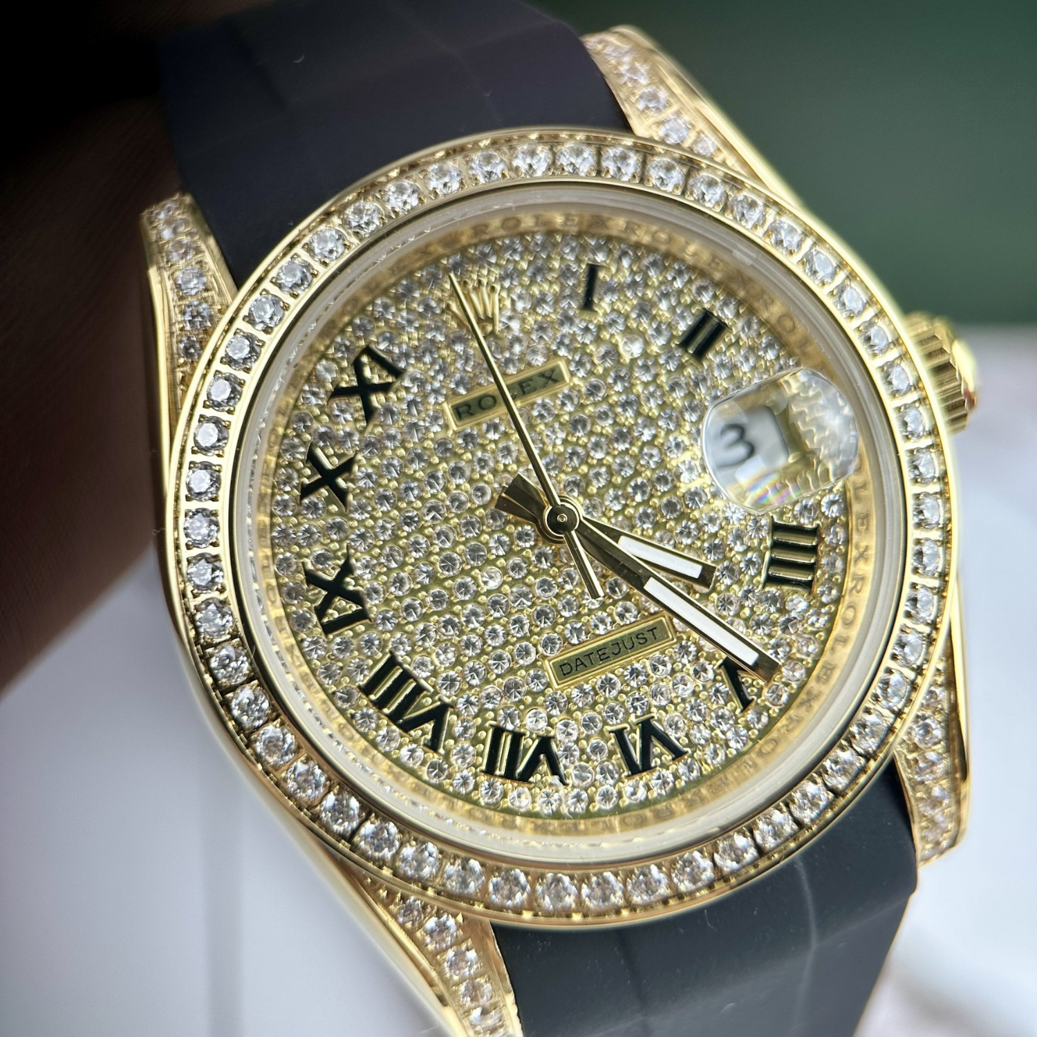 Datejust 40mm Diamond-Paved Dial Yellow Gold Men Watches