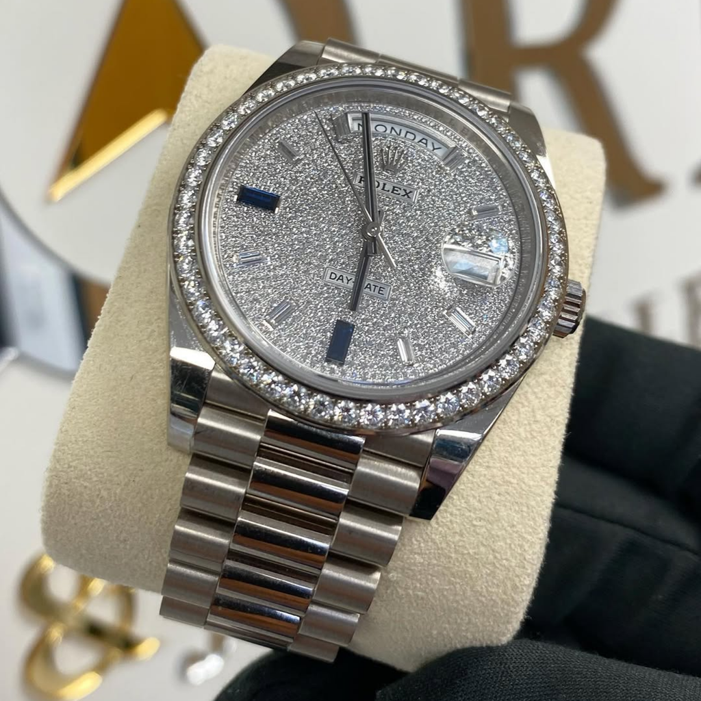 Day-Date 40 President White Gold Diamond Paved Dial with Sapphires 228349RBR