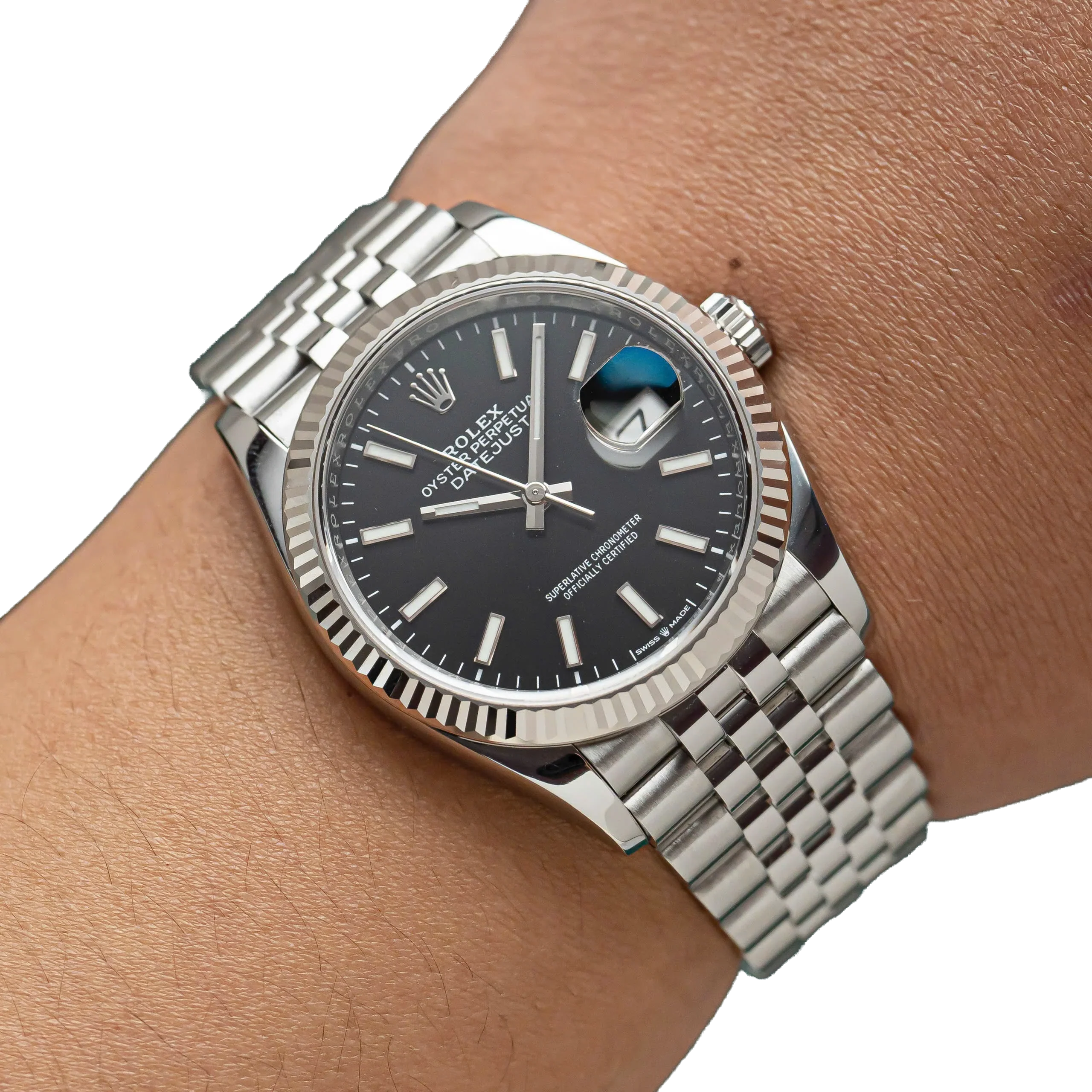 Datejust 41mm Steel White Gold Black Dial Mens Watch m126334-0018