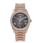 Day-Date 40 228345 Rose Gold Black Dial Diamond Bezel