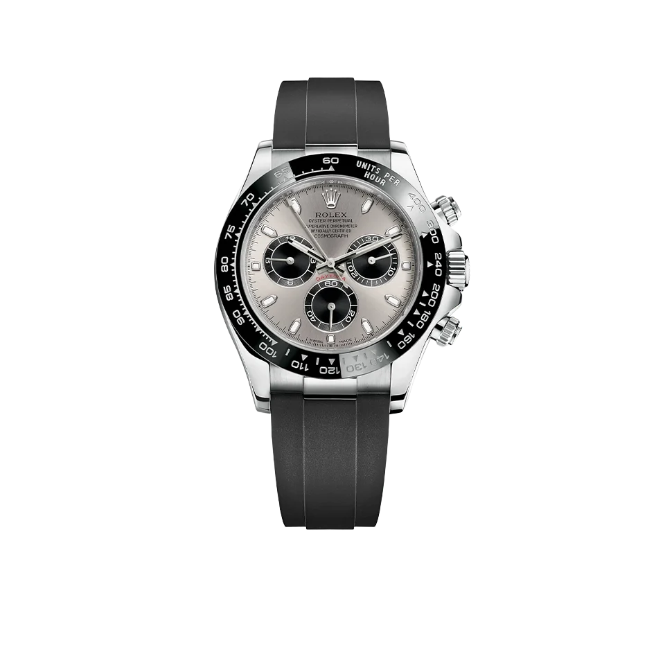 Daytona 40mm 116519 White Gold Steel Index Black Oysterflex Rubber Strap (Super Clone)