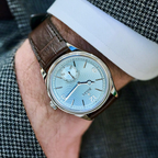 Perpetual 1908 39mm White Gold Platinum Ice Blue Dial Brown Alligator Leather Strap m52506-0002