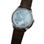 Perpetual 1908 39mm White Gold Platinum Ice Blue Dial Brown Alligator Leather Strap m52506-0002