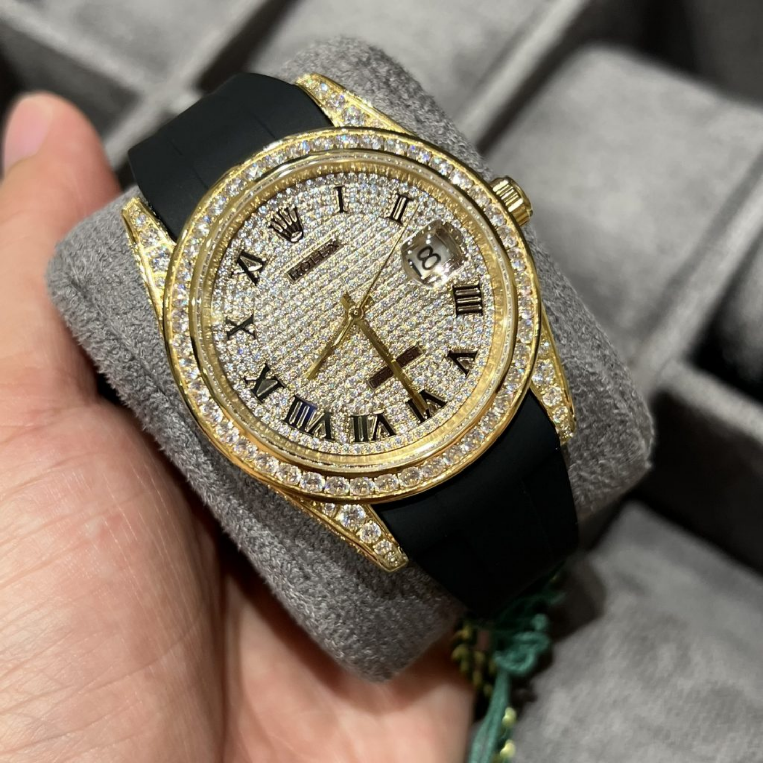 Datejust 40mm Diamond-Paved Dial Yellow Gold Men Watches