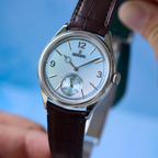Perpetual 1908 39mm White Gold Platinum Ice Blue Dial Brown Alligator Leather Strap m52506-0002