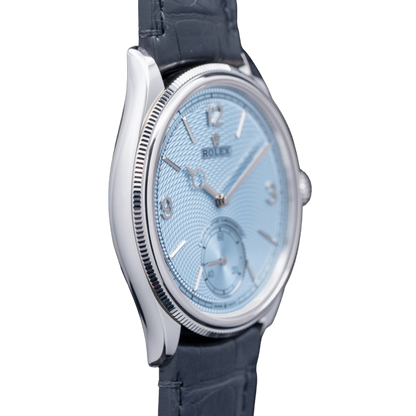 Perpetual 1908 39mm White Gold Platinum Ice Blue Dial Black Alligator Leather Strap m52506-0003