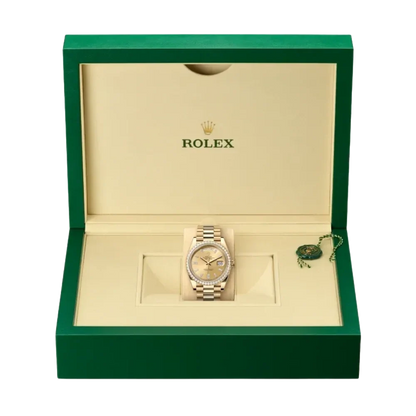 Day-Date 40mm 228348RBR Yellow Gold Diamond Bezel Champagne Diamond Dial
