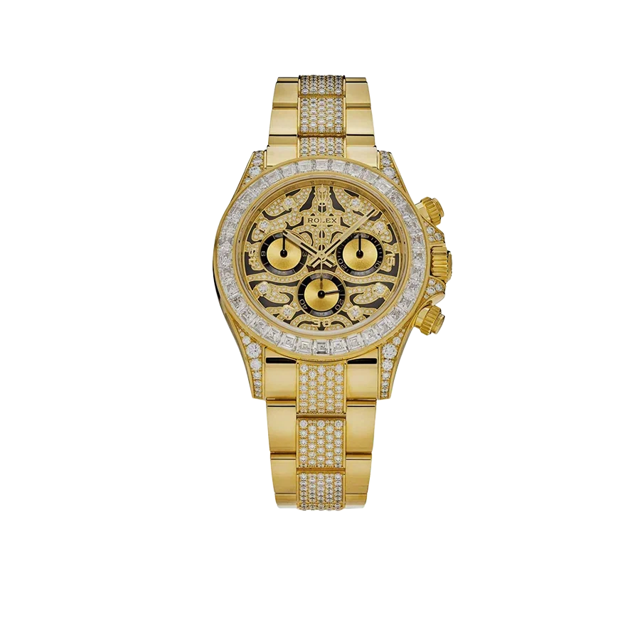 Daytona Eye of the Tiger 116598TBR Yellow Gold Diamond Dial with Diamond Bracelet (Super Clone)