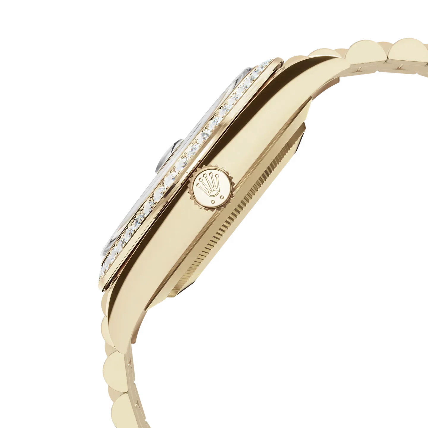 Day-Date 40 228348RBR Yellow Gold Diamond Bezel Champagne Roman Dial
