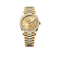 Day-Date 40 228348RBR Yellow Gold Diamond Bezel Champagne Roman Dial