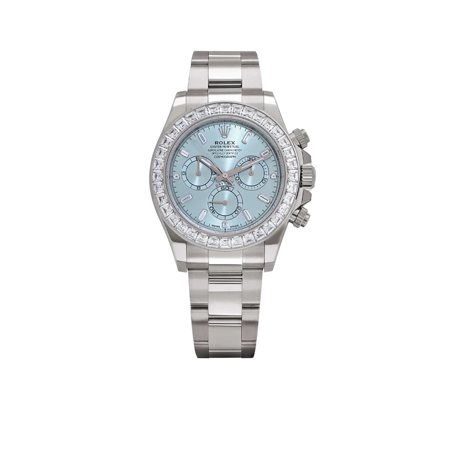 Daytona 126576TBR Platinum Ice Blue Diamond Dial Diamond Bezel