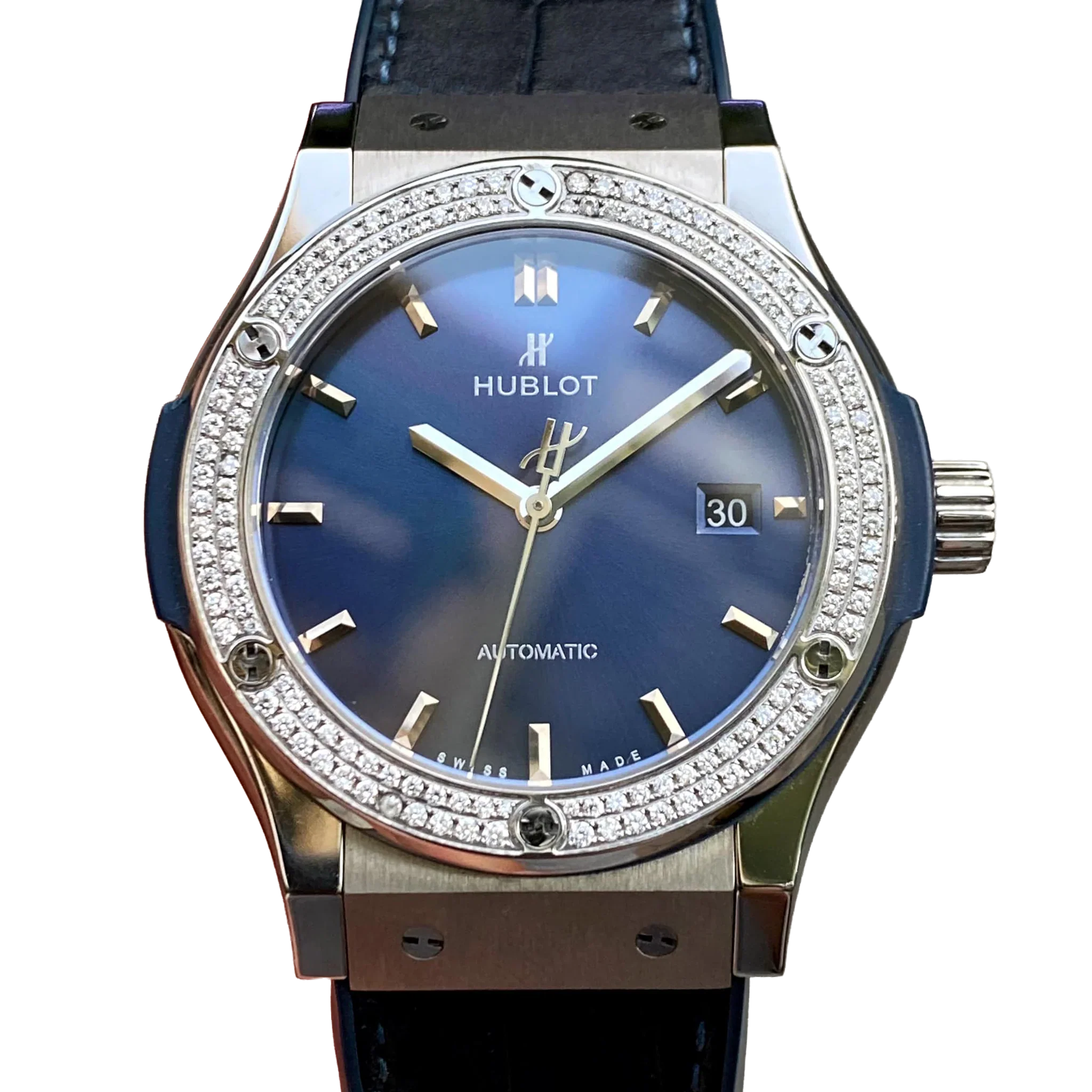 Classic Fusion Blue Titanium 42mm Diamond Benzel 542.NX.7170.LR.1104