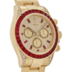 Daytona 126598TRU Yellow Gold Ruby Bezel Diamond Pave Dial