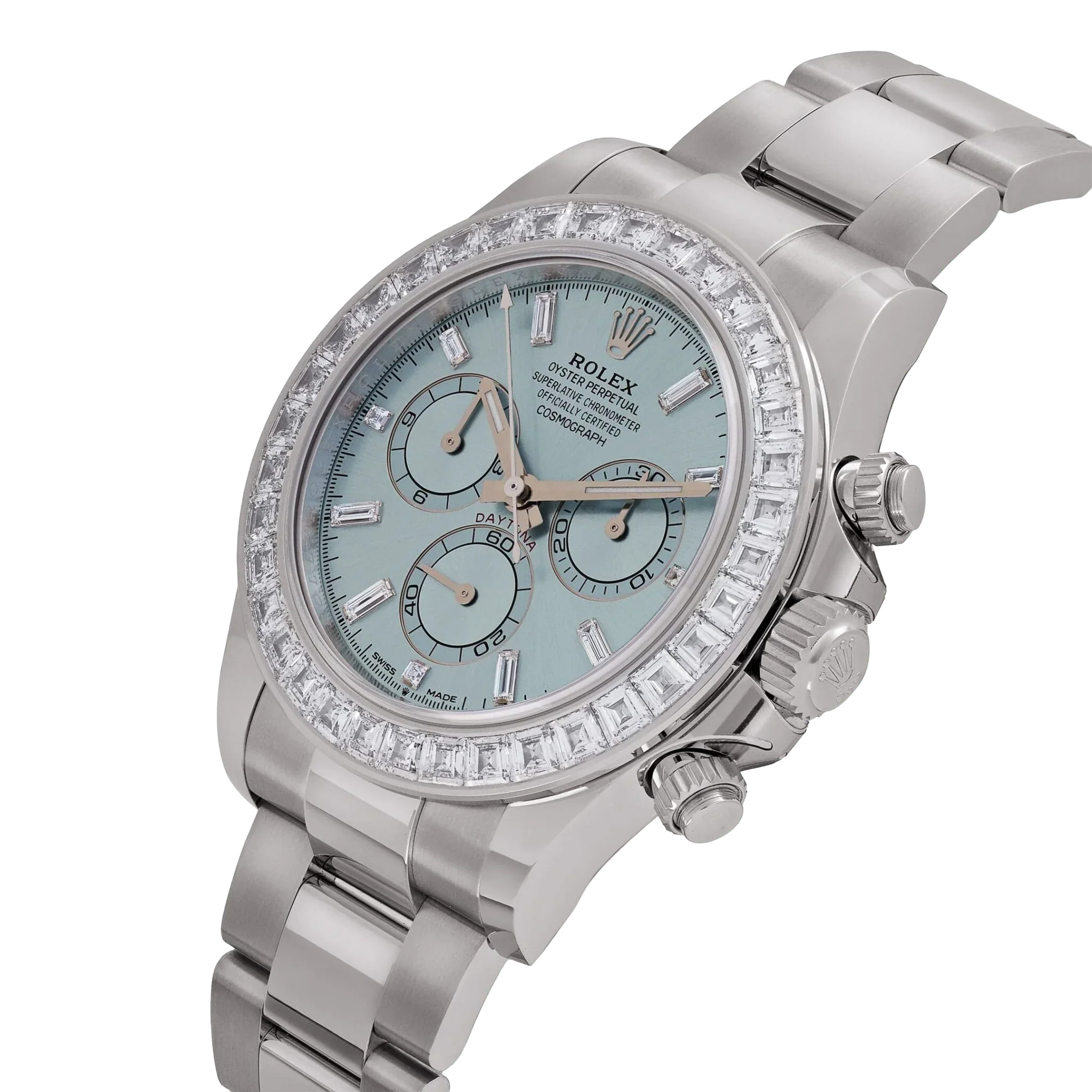 Daytona 126576TBR Platinum Ice Blue Diamond Dial Diamond Bezel