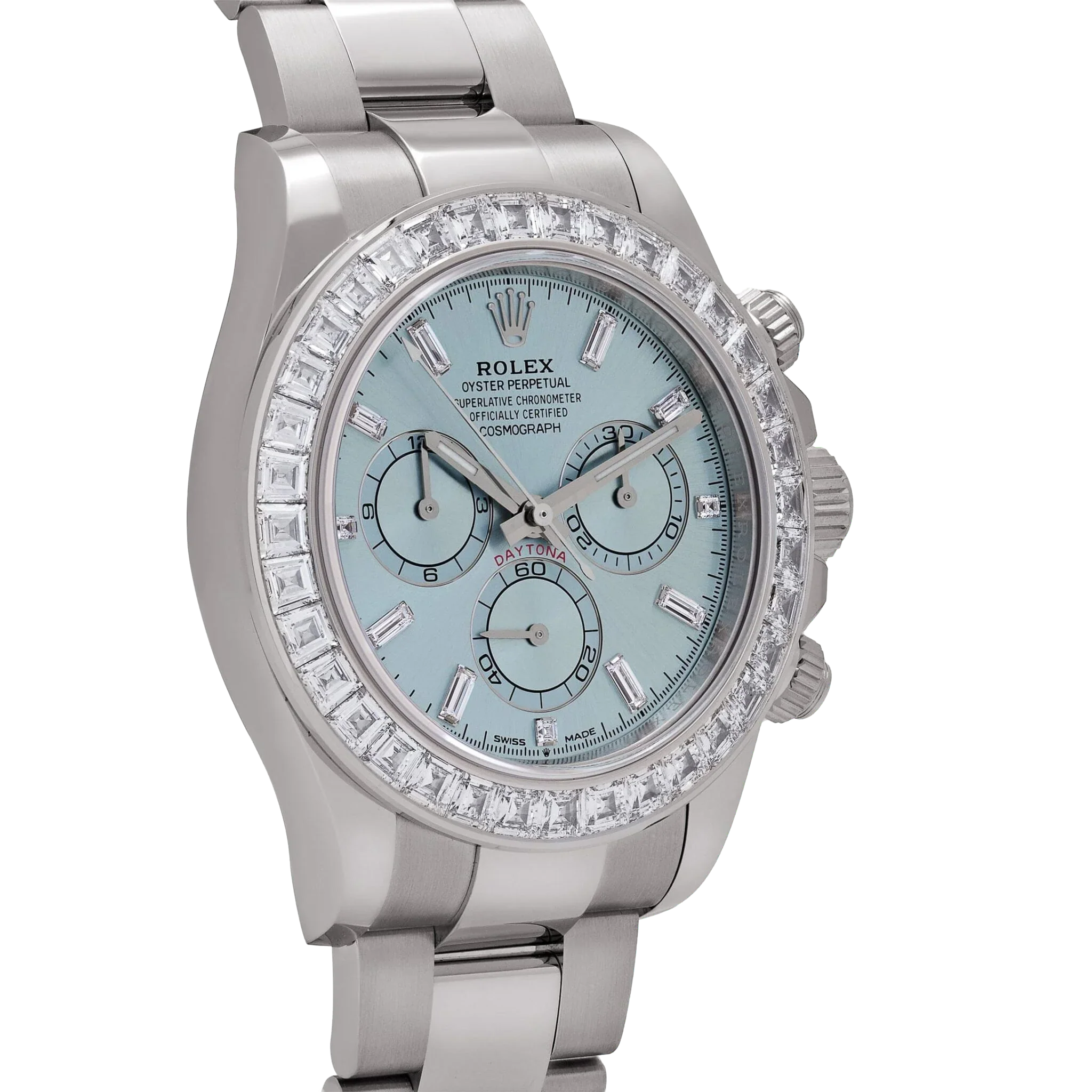 Daytona 126576TBR Platinum Ice Blue Diamond Dial Diamond Bezel