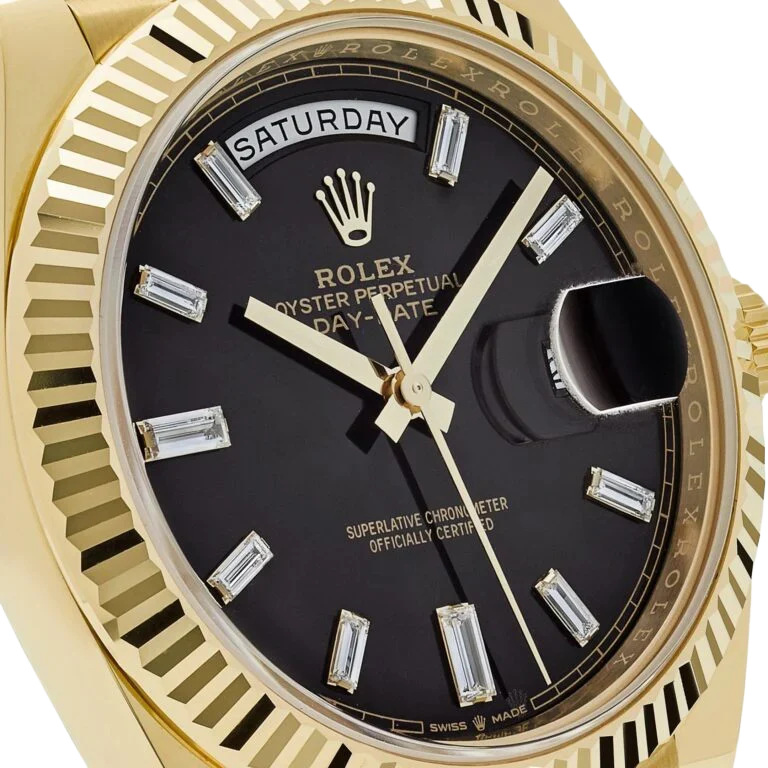 President Day-Date 40mm Black Dial Yellow Gold Diamond Mens Watch 228238