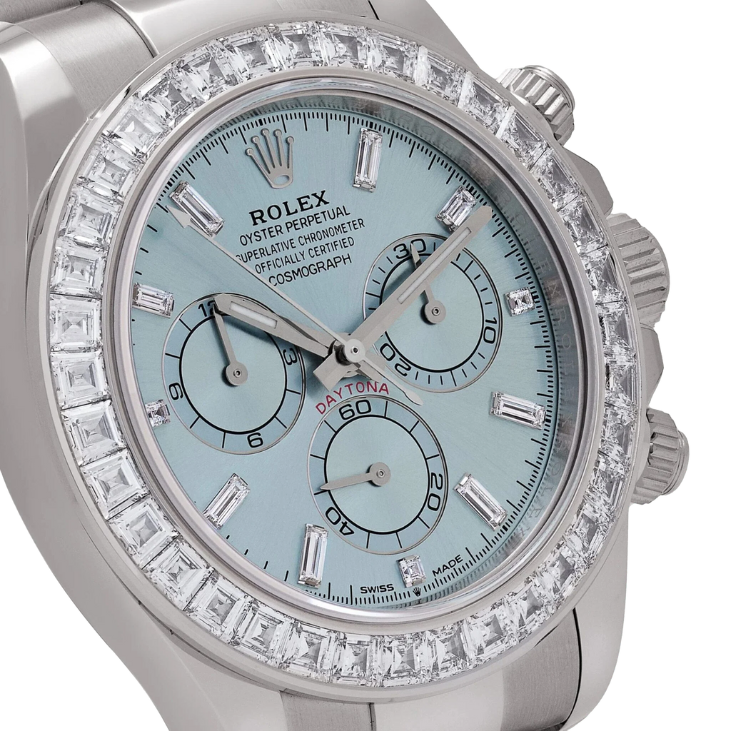Daytona 126576TBR Platinum Ice Blue Diamond Dial Diamond Bezel