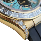 Daytona 126538TBR Yellow Gold Turquoise Stone Dial Diamond Bezel Oysterflex