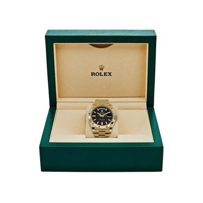 President Day-Date 40mm Black Dial Yellow Gold Diamond Mens Watch 228238