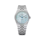 Land-Dweller Oyster 40mm Platinum & Diamonds Ice Blue Honeycomb Motif Dial M127386TBR-0001