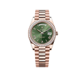 Day-Date President 40mm Everose Gold Olive Green Roman Dial Diamond Bezel - 228345RBR - New 2025
