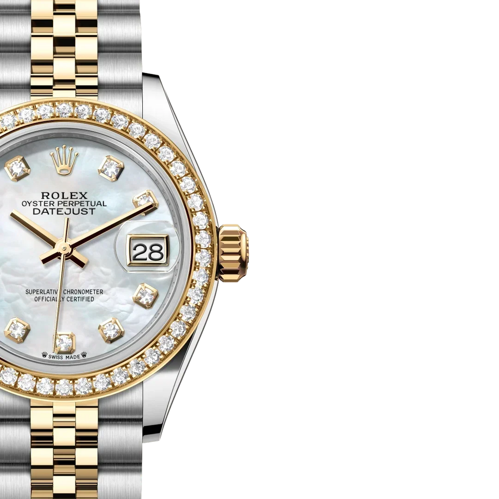 Lady-Datejust 28mm 279383RBR-0019 Oystersteel Mother of Pearl Diamond Dial Diamond Bezel Jubilee