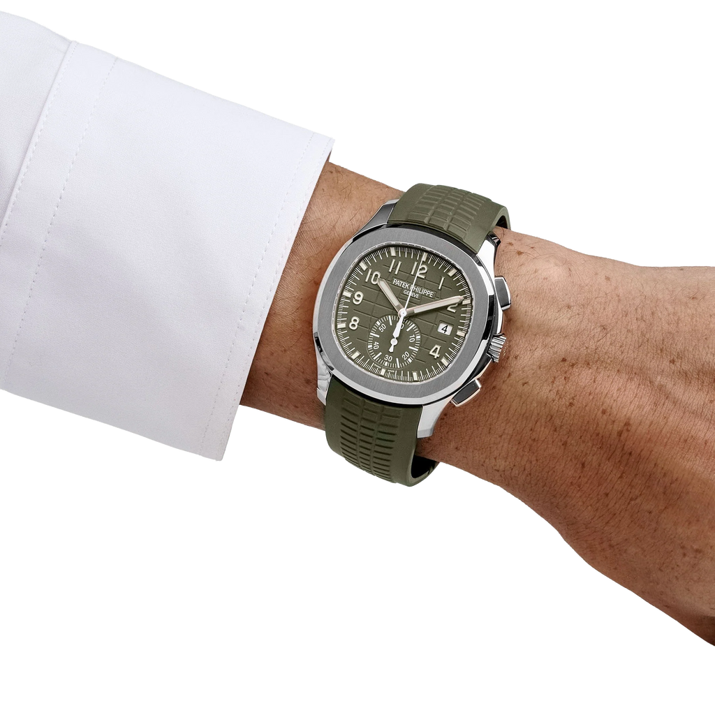Aquanaut 42mm 5968G-010 Chronograph White Gold Khaki Green Dial