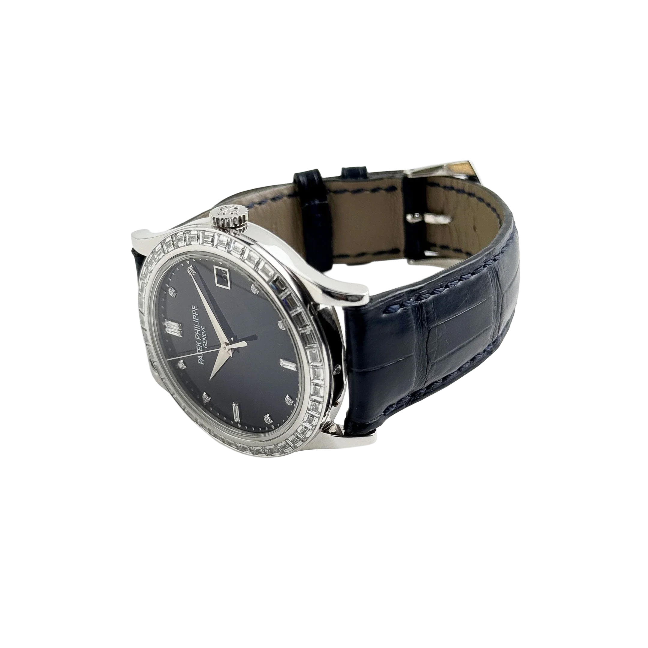 Calatrava 38mm 5298P-012 Platinum Black Diamond Dial Diamond Bezel