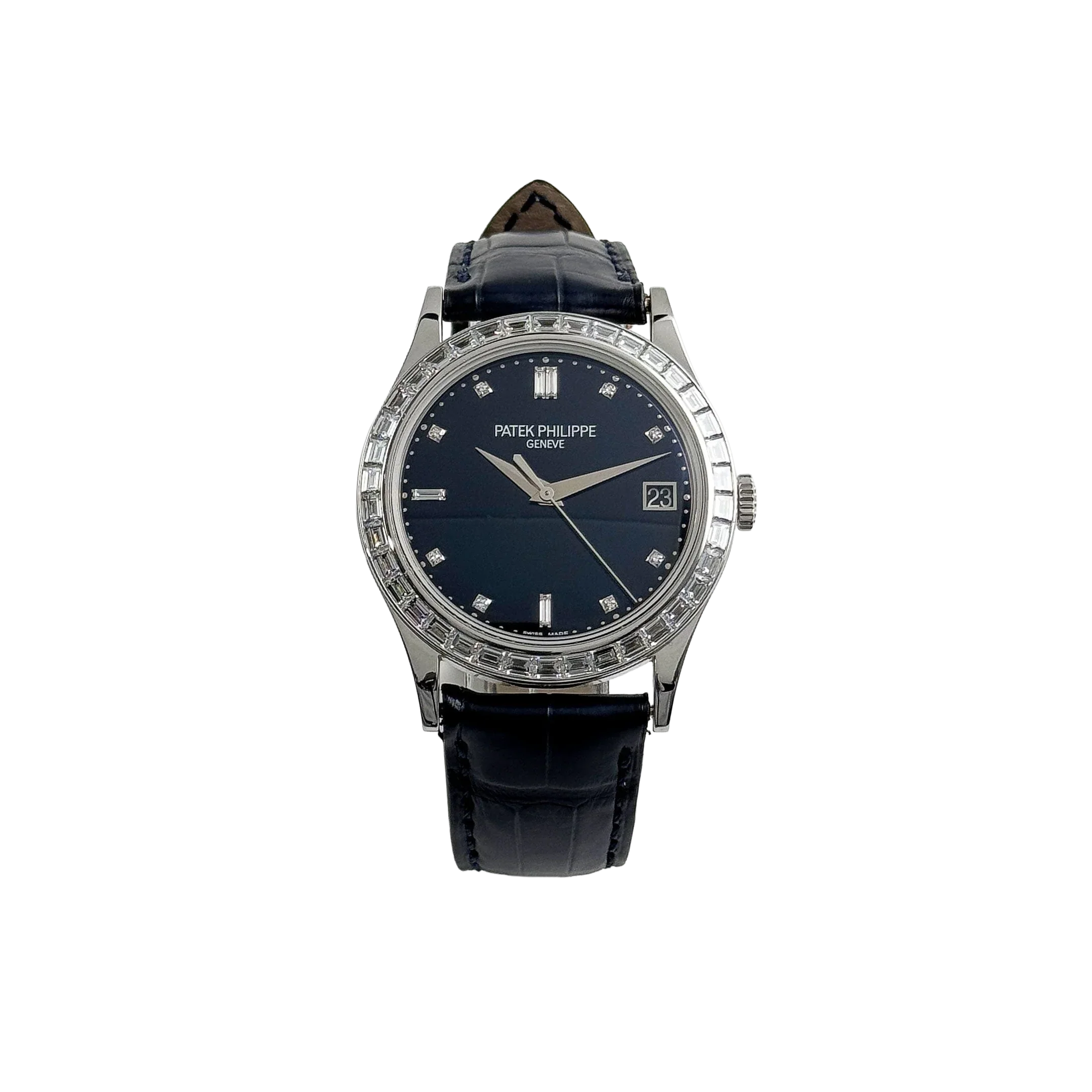 Calatrava 38mm 5298P-012 Platinum Black Diamond Dial Diamond Bezel