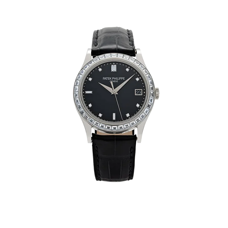 Calatrava 38mm 5298P-012 Platinum Black Diamond Dial Diamond Bezel