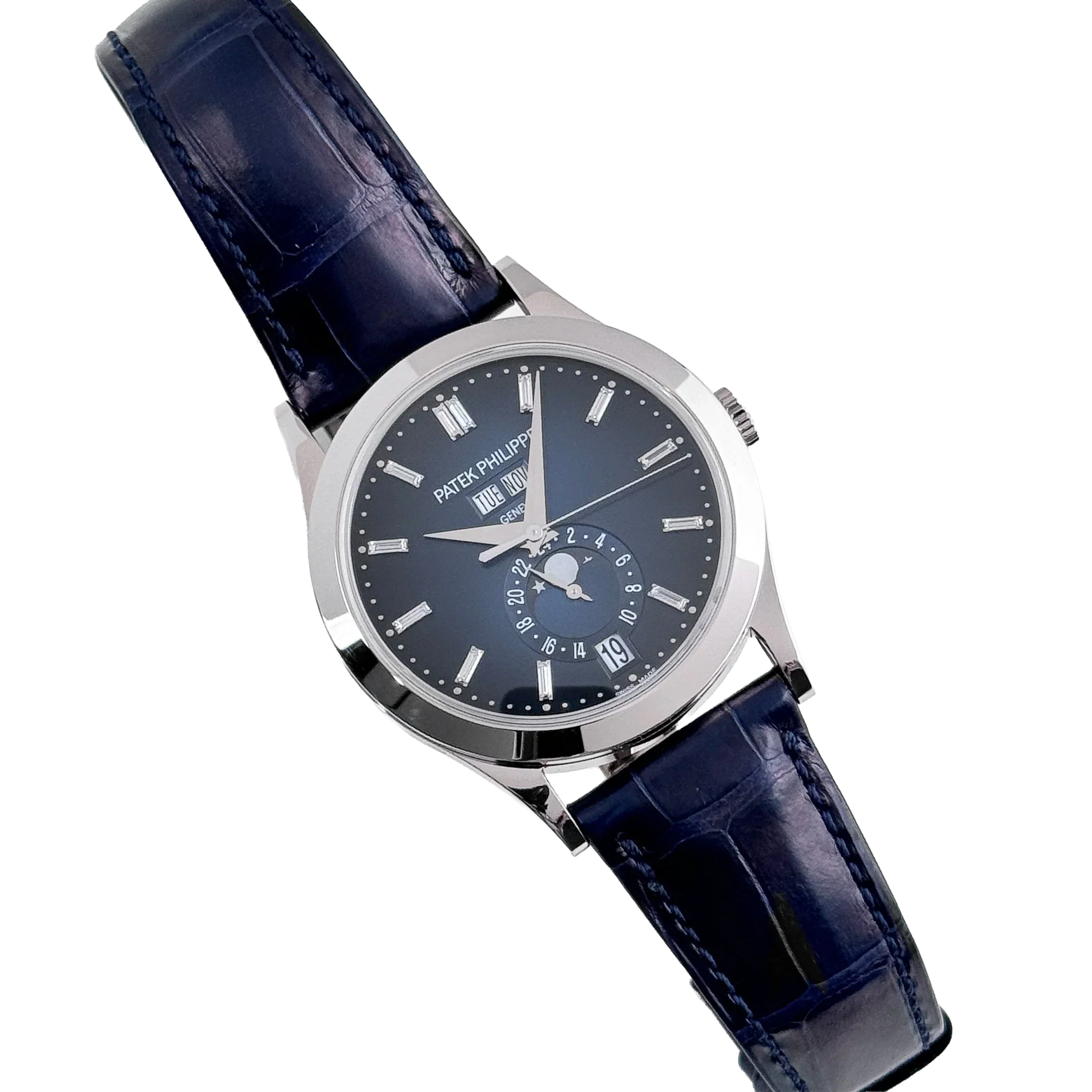 Complications 39mm 5396G-017 Annual Calendar Moon Phases White Gold Blue Dial