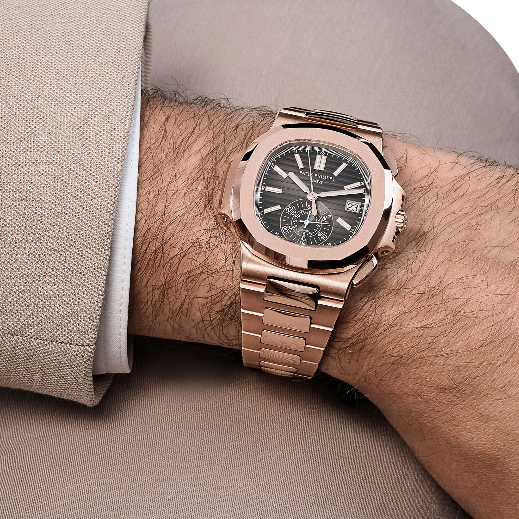 Nautilus 40mm 5980/1R-001 Chronograph Date Rose Gold Black Dial
