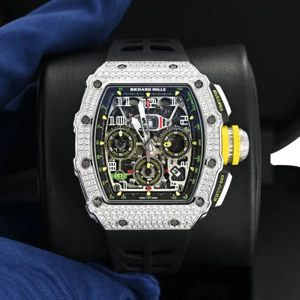 Chronograph &amp; 18K White Gold - Diamond Bezel - Skeleton Dial 50 mm
