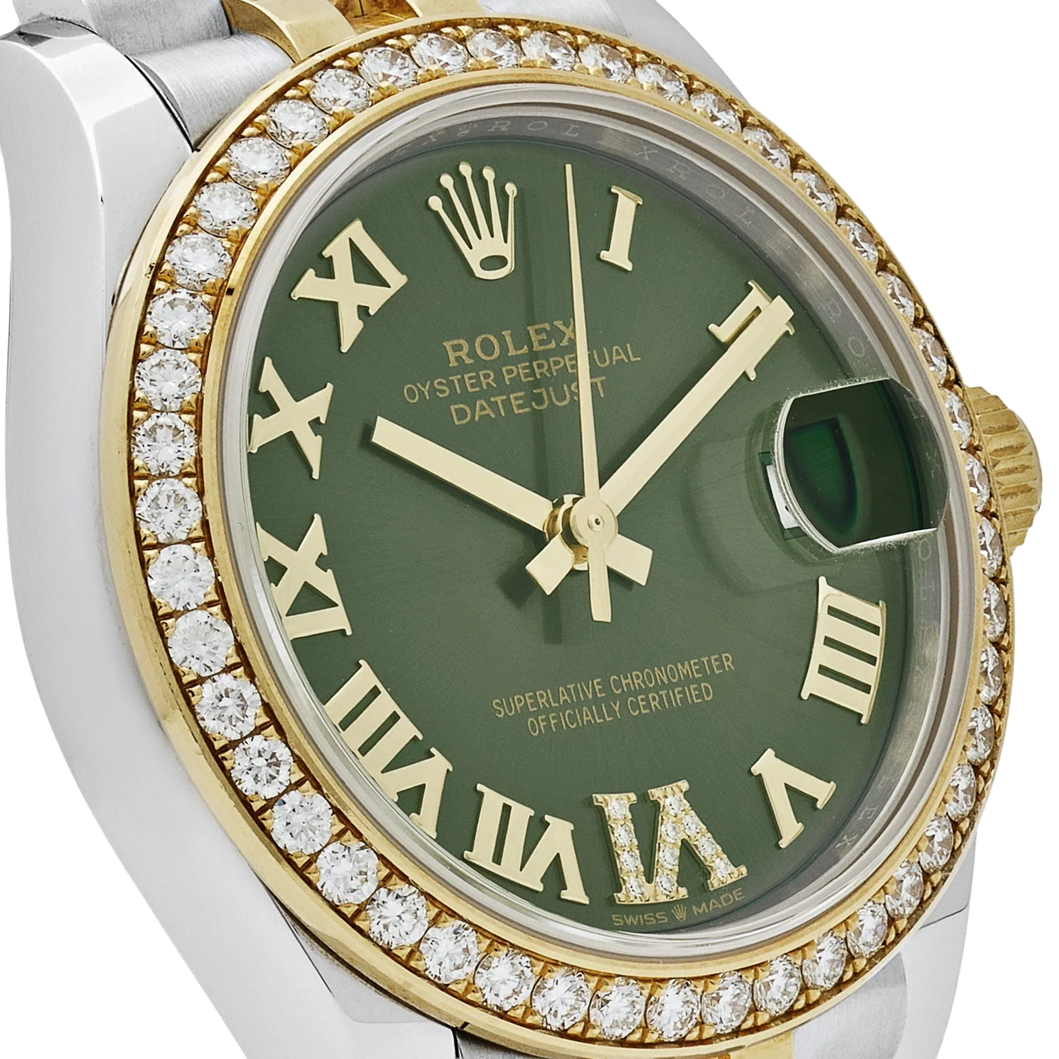 Lady-Datejust 31mm 278383RBR Yellow Gold Stainless Steel Green Roman Dial Diamond Bezel