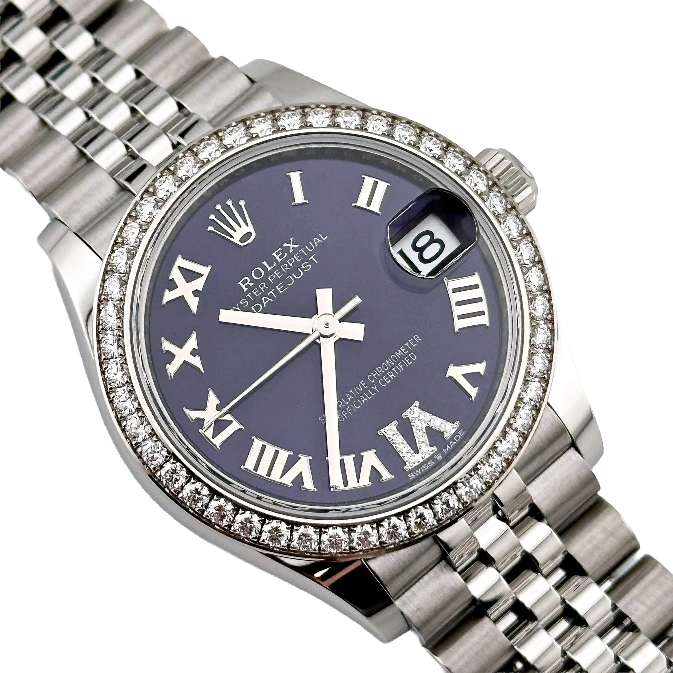 Lady-Datejust 31mm 278384RBR Stainless Steel Diamond Bezel Violet Roman Dial Jubilee