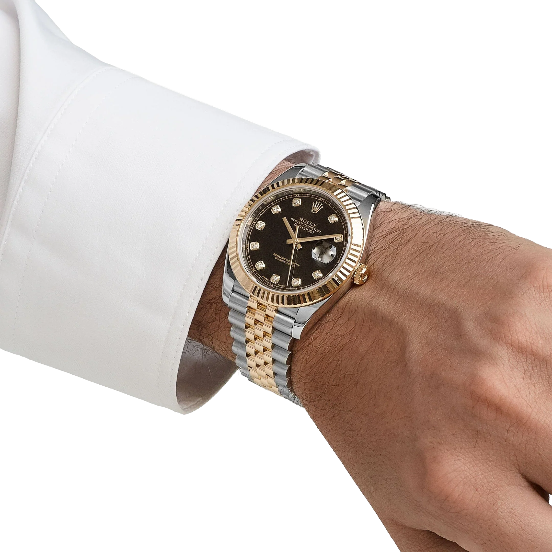 Datejust 41mm Stainless Steel Yellow Gold Black Diamond Dial Jubilee 126333-006