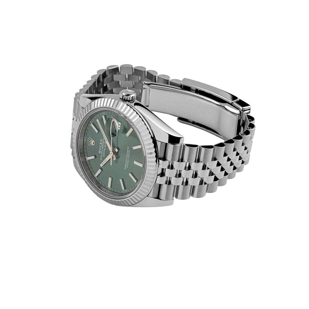 Datejust 41mm Steel White Gold Mint Green Dial Mens Watch 126334-0028
