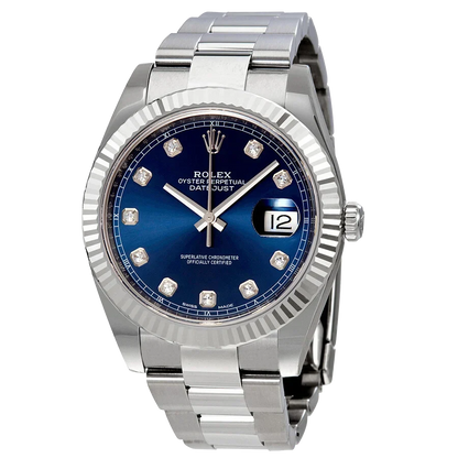 Datejust 41mm Oystersteel and white gold, blue and diamond-set dial 126334-0015