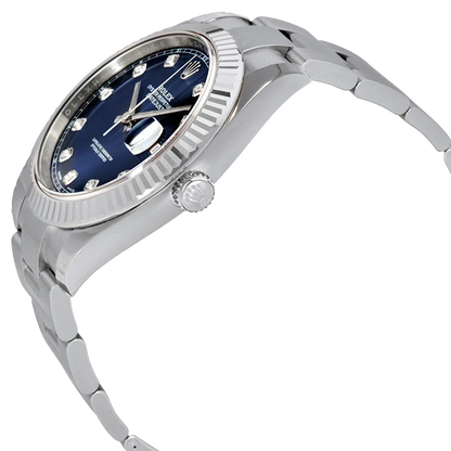 Datejust 41mm Oystersteel and white gold, blue and diamond-set dial 126334-0015