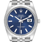 Datejust 41mm Steel White Gold Fluted Motif Dial Mens Watch 126334