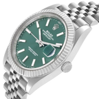 Datejust 41mm Steel White Gold Mint Green Dial Mens Watch 126334