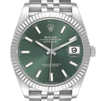 Datejust 41mm Steel White Gold Mint Green Dial Mens Watch 126334