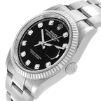 Datejust 36mm Steel White Gold Black Diamond Dial Mens Watch 126234