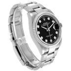 Datejust 36mm Steel White Gold Black Diamond Dial Mens Watch 126234