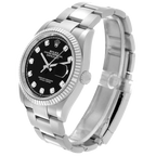 Datejust 36mm Steel White Gold Black Diamond Dial Mens Watch 126234